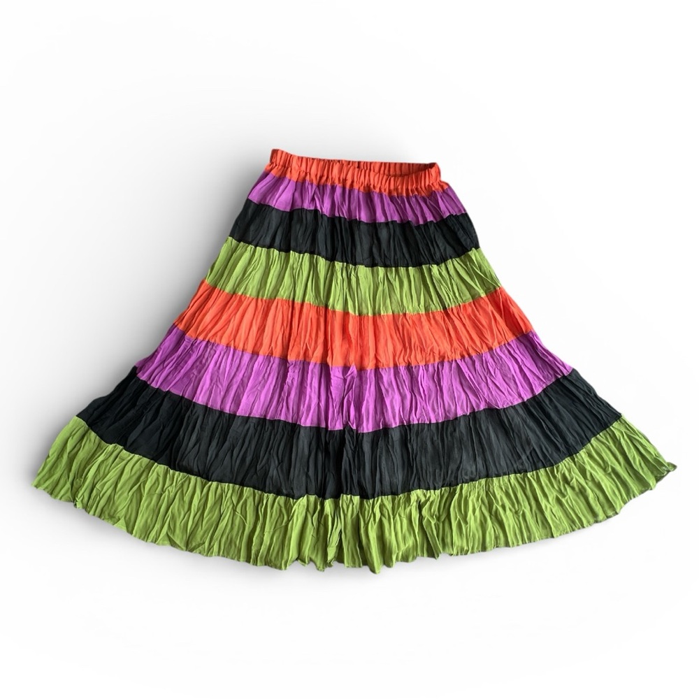 Pleats collection Pings Imports Colorful colorblock Striped Women's Skirt Sz M